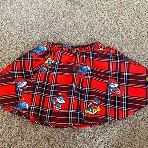 Red plaid Christmas Smurfs skirt 4
